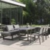 Stern Evoee Gartenmöbelset 5-tlg. Mit Tisch 200x100cm Schwarz Matt/Leinen Grau
