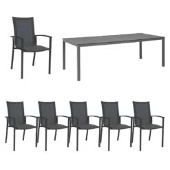 Stern Evoee Gartenmöbelset 7-tlg. Mit Tisch 220x100 Cm Anthrazit/Karbon