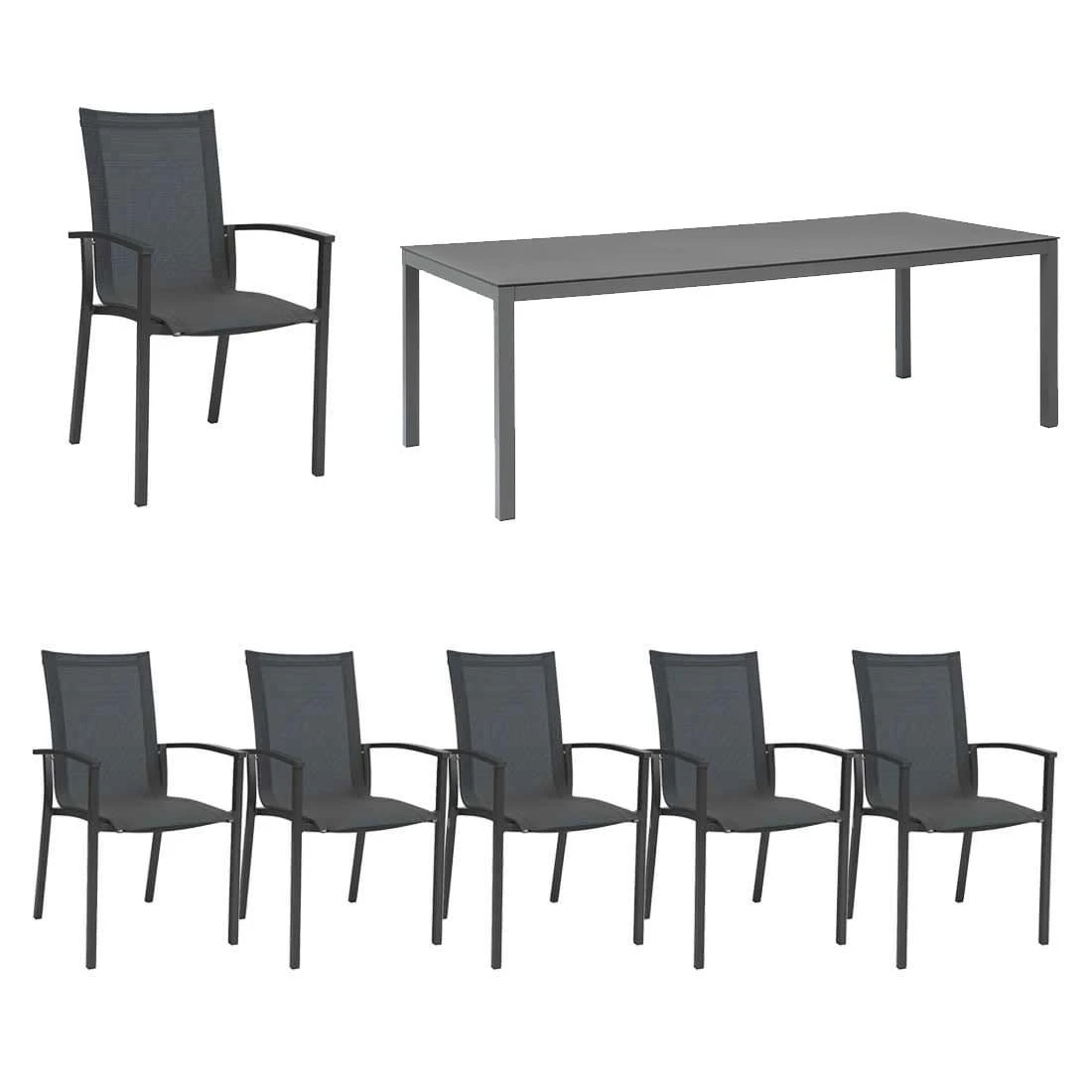 Stern Evoee Gartenmöbelset 7-tlg. Mit Tisch 220x100 Cm Anthrazit/Karbon 1 Stern Evoee Gartenmöbelset 7-tlg. Mit Tisch 220x100 Cm Anthrazit/Karbon