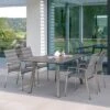 Stern Mika Gartenmöbel-Set 5-tlg. Tisch 180x100cm Silber/Leinen Grau