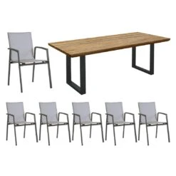 Stern New Top Gartenmöbel-Set 7-tlg. Mit Tisch 200x100cm Anthrazit/Silber
