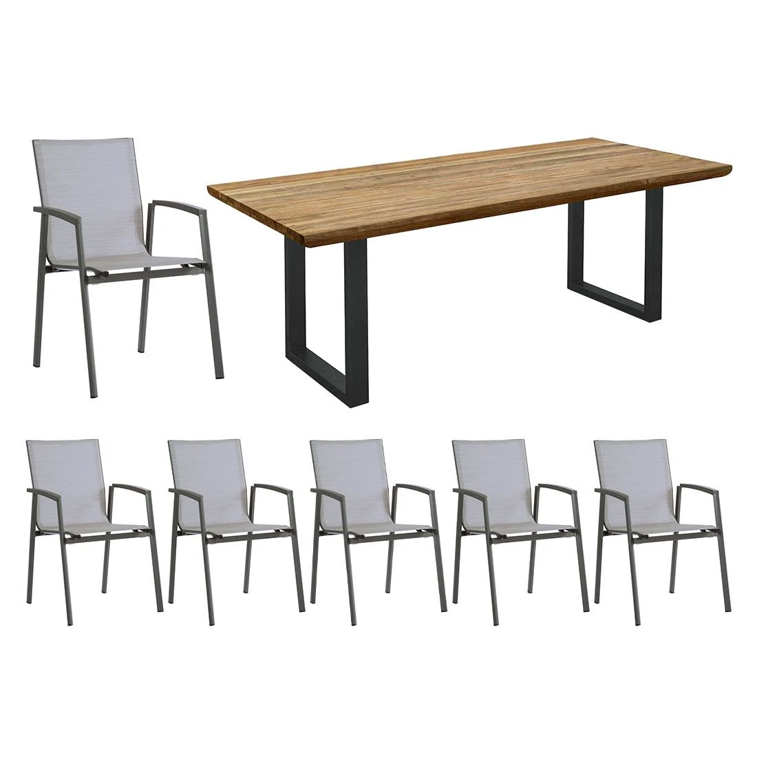 Stern New Top Gartenmöbel-Set 7-tlg. Mit Tisch 200x100cm Anthrazit/Silber 1 Stern New Top Gartenmöbel-Set 7-tlg. Mit Tisch 200x100cm Anthrazit/Silber