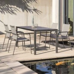 Stern Vento Gartenmöbel-Set 5-tlg. Tisch 160x90cm Anthrazit/Silber