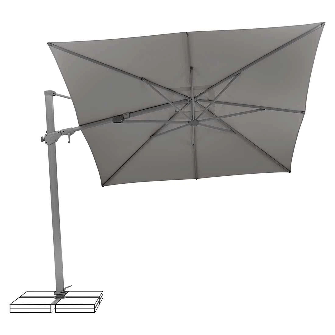 Suncomfort Varioflex Ampelschirm 330x270cm Stone Grey 3 Suncomfort Varioflex Ampelschirm 330x270cm Stone Grey – Bild 3