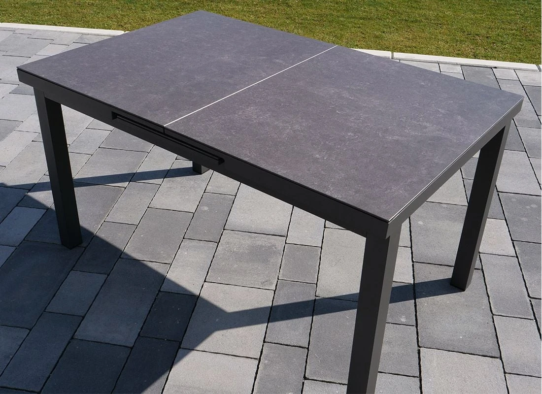 Sungörl Bamberg Ausziehtisch 160/210x90cm Aluminium/Keramik-Glas Anthrazit/Beton 2 Sungörl Bamberg Ausziehtisch 160/210x90cm Aluminium/Keramik-Glas Anthrazit/Beton – Bild 2