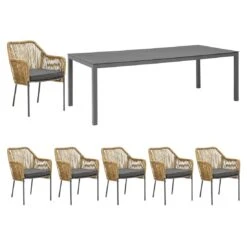 Sungörl Modena Gartenmöbel-Set 7-tlg. Tisch 220x100cm Anthrazit/Natur