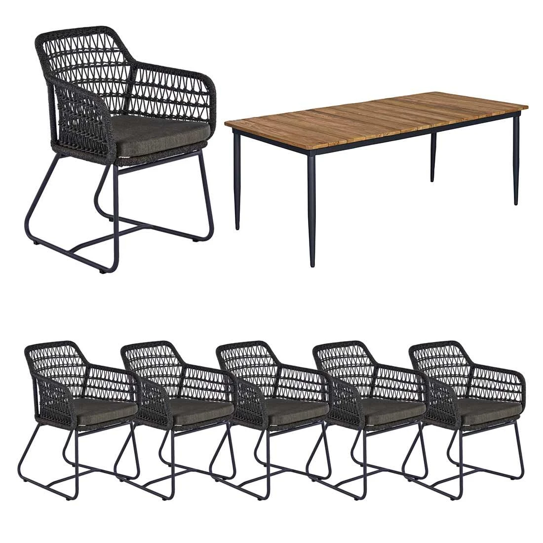 OUTLIV. Verona Gartenmöbelset 7-tlg. Mit Gartentisch 220x100cm Dunkelgrau 1 OUTLIV. Verona Gartenmöbelset 7-tlg. Mit Gartentisch 220x100cm Dunkelgrau