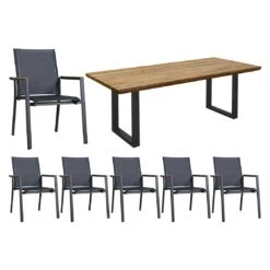 Zebra Fly Gartenmöbel-Set 7-tlg. Mit Tisch 200x100cm Graphit/Carbon
