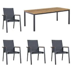 Zebra Fly Gartenmöbelset 5-tlg. Mit Tisch 180x90 Cm Graphit/Carbon