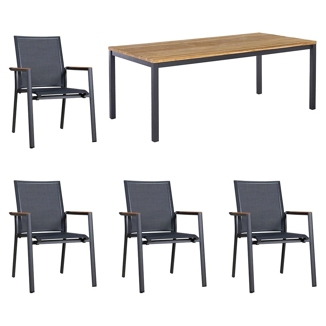 Zebra Fly Gartenmöbelset 5-tlg. Mit Tisch 180x90 Cm Graphit/Carbon 1 Zebra Fly Gartenmöbelset 5-tlg. Mit Tisch 180x90 Cm Graphit/Carbon