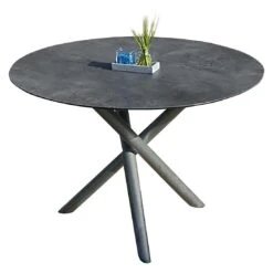 Zebra Mikado Gartentisch-Platte Ø 110cm HPL Beton -Grün Raum zebra mikado tischplatte durchm 110x1 3cm hpl 1366885 3