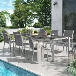 Zebra One Gartenmöbel-Set 7-tlg. Tisch 160/217/267x91cm Silber/Dunkelgrau