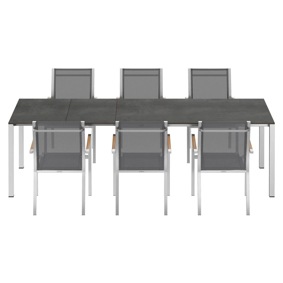 Zebra One Gartenmöbel-Set 7-tlg. Tisch 160/217/267x91cm Silber/Dunkelgrau 5 Zebra One Gartenmöbel-Set 7-tlg. Tisch 160/217/267x91cm Silber/Dunkelgrau – Bild 5