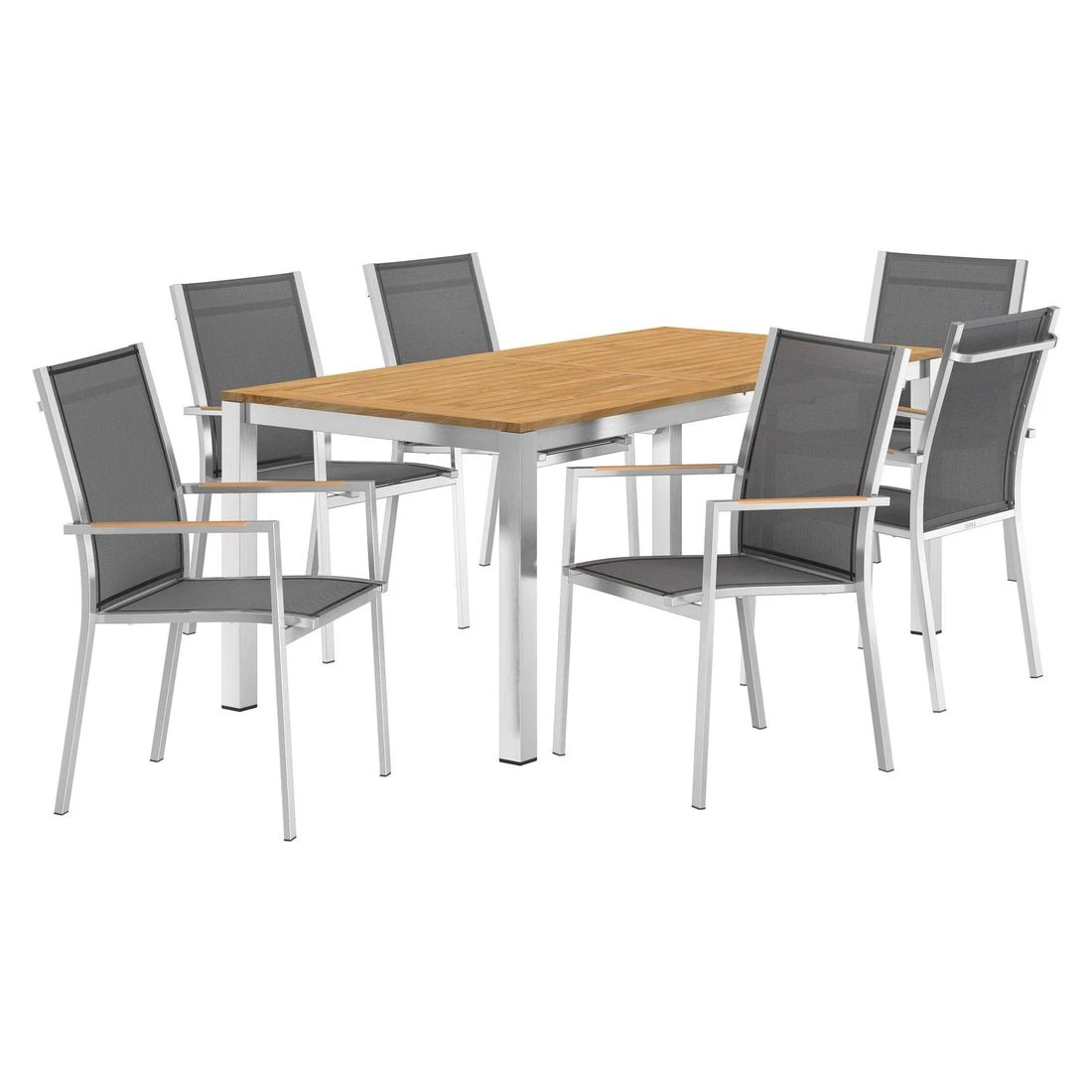 Zebra One Gartenmöbel-Set 7-tlg. Tisch 180/240x90cm Silber/Dark Platinum 2 Zebra One Gartenmöbel-Set 7-tlg. Tisch 180/240x90cm Silber/Dark Platinum – Bild 2