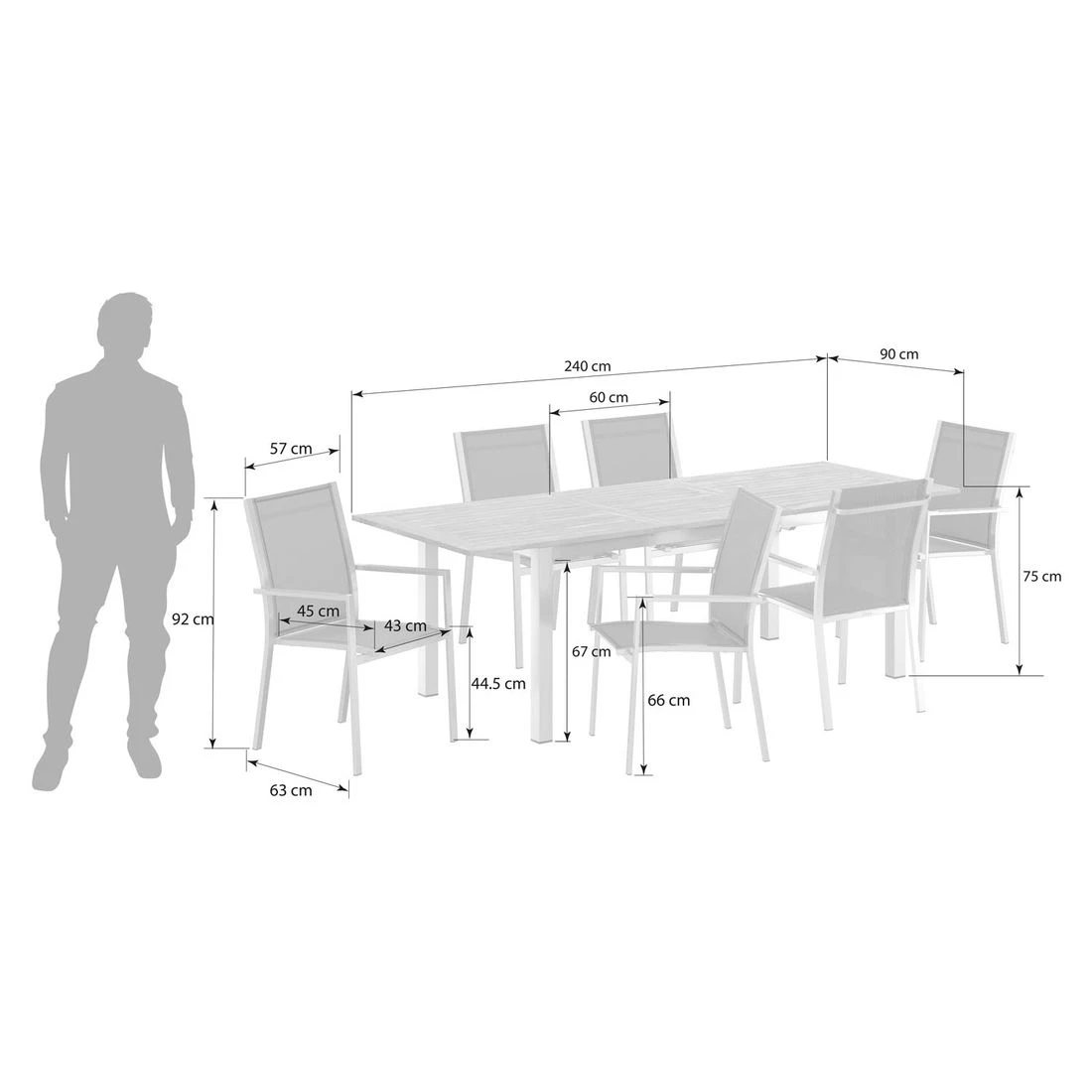 Zebra One Gartenmöbel-Set 7-tlg. Tisch 180/240x90cm Silber/Dark Platinum 3 Zebra One Gartenmöbel-Set 7-tlg. Tisch 180/240x90cm Silber/Dark Platinum – Bild 3