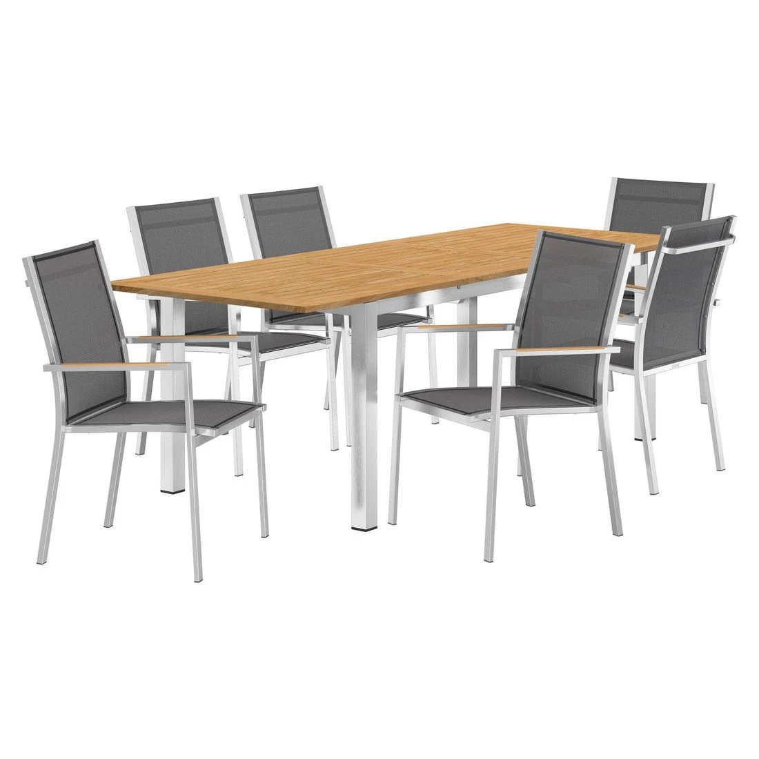 Zebra One Gartenmöbel-Set 7-tlg. Tisch 180/240x90cm Silber/Dark Platinum 4 Zebra One Gartenmöbel-Set 7-tlg. Tisch 180/240x90cm Silber/Dark Platinum – Bild 4