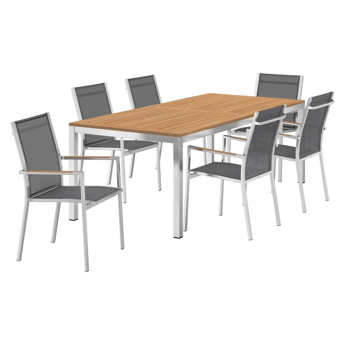 Zebra One Gartenmöbel-Set 7-tlg. Tisch 220x100cm Silber/Dunkelgrau 2 Zebra One Gartenmöbel-Set 7-tlg. Tisch 220x100cm Silber/Dunkelgrau – Bild 2