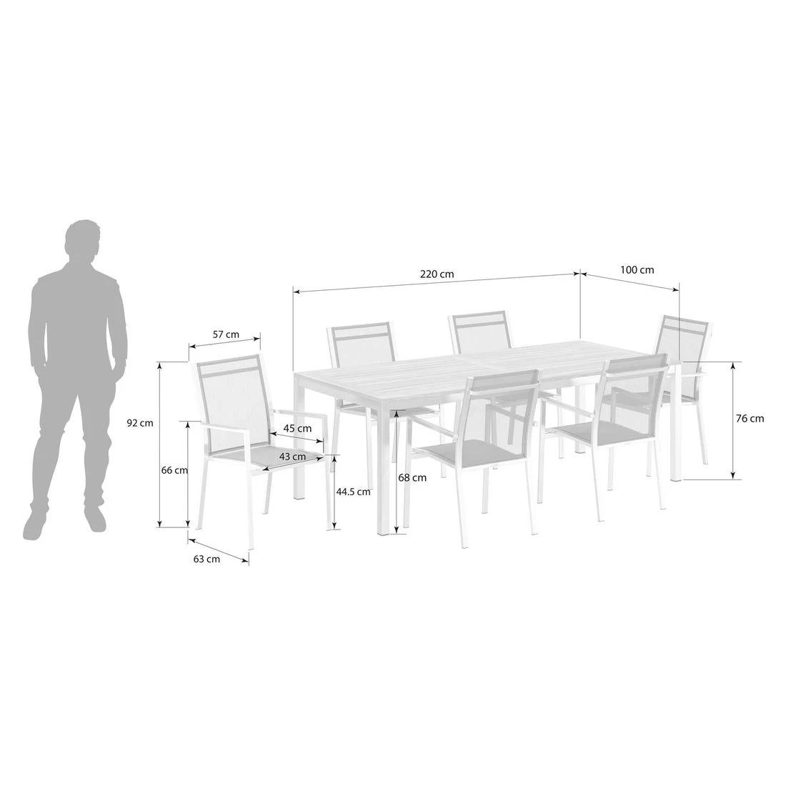 Zebra One Gartenmöbel-Set 7-tlg. Tisch 220x100cm Silber/Dunkelgrau 3 Zebra One Gartenmöbel-Set 7-tlg. Tisch 220x100cm Silber/Dunkelgrau – Bild 3