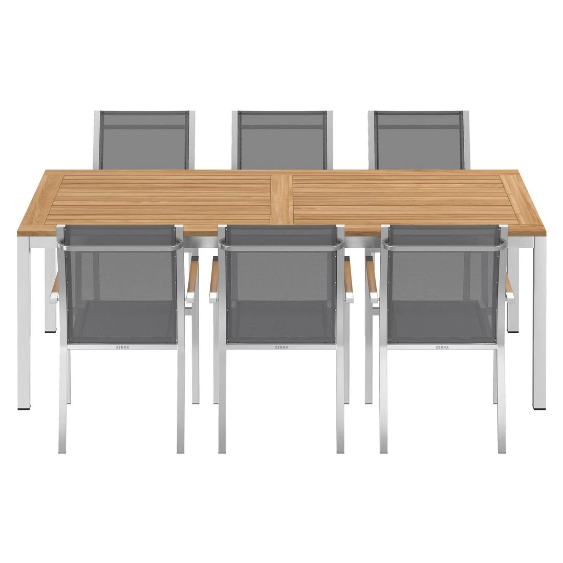 Zebra One Gartenmöbel-Set 7-tlg. Tisch 220x100cm Silber/Dunkelgrau 4 Zebra One Gartenmöbel-Set 7-tlg. Tisch 220x100cm Silber/Dunkelgrau – Bild 4