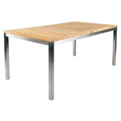 Zebra Opus Gartentisch 210x100cm Edelstahl/Teak Silber/Natur