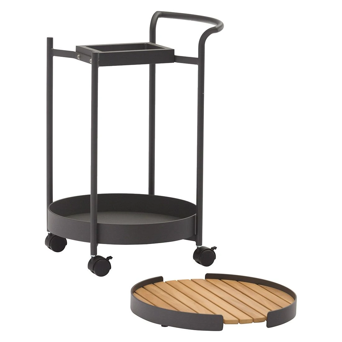 Zebra Trolley Beistelltisch 45x51,3cm Aluminium/Teak Graphit/Teak 2 Zebra Trolley Beistelltisch 45x51,3cm Aluminium/Teak Graphit/Teak – Bild 2